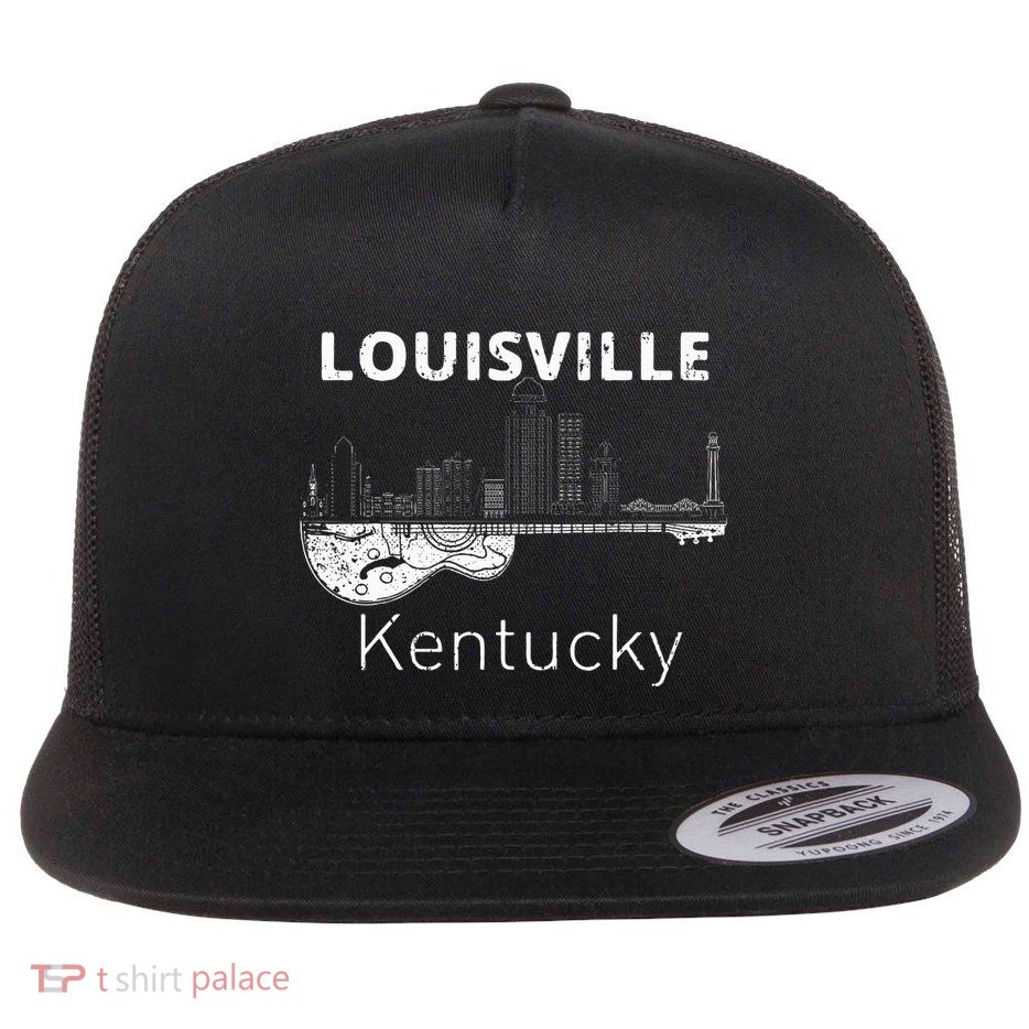 Louisville Souvenir Kentucky Lover Music Guitar Flat Bill Trucker Hat