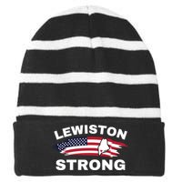 Lewiston Strong #Lewistonstrong Striped Beanie with Solid Band