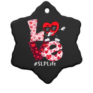 Love Speech Language Pathologist Slp Valentine Dabbing Heart Cute Gift Ceramic Star Ornament