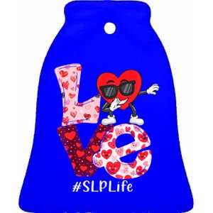 Love Speech Language Pathologist Slp Valentine Dabbing Heart Cute Gift Ceramic Bell Ornament