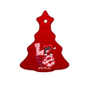 Love Speech Language Pathologist Slp Valentine Dabbing Heart Cute Gift Ceramic Tree Ornament