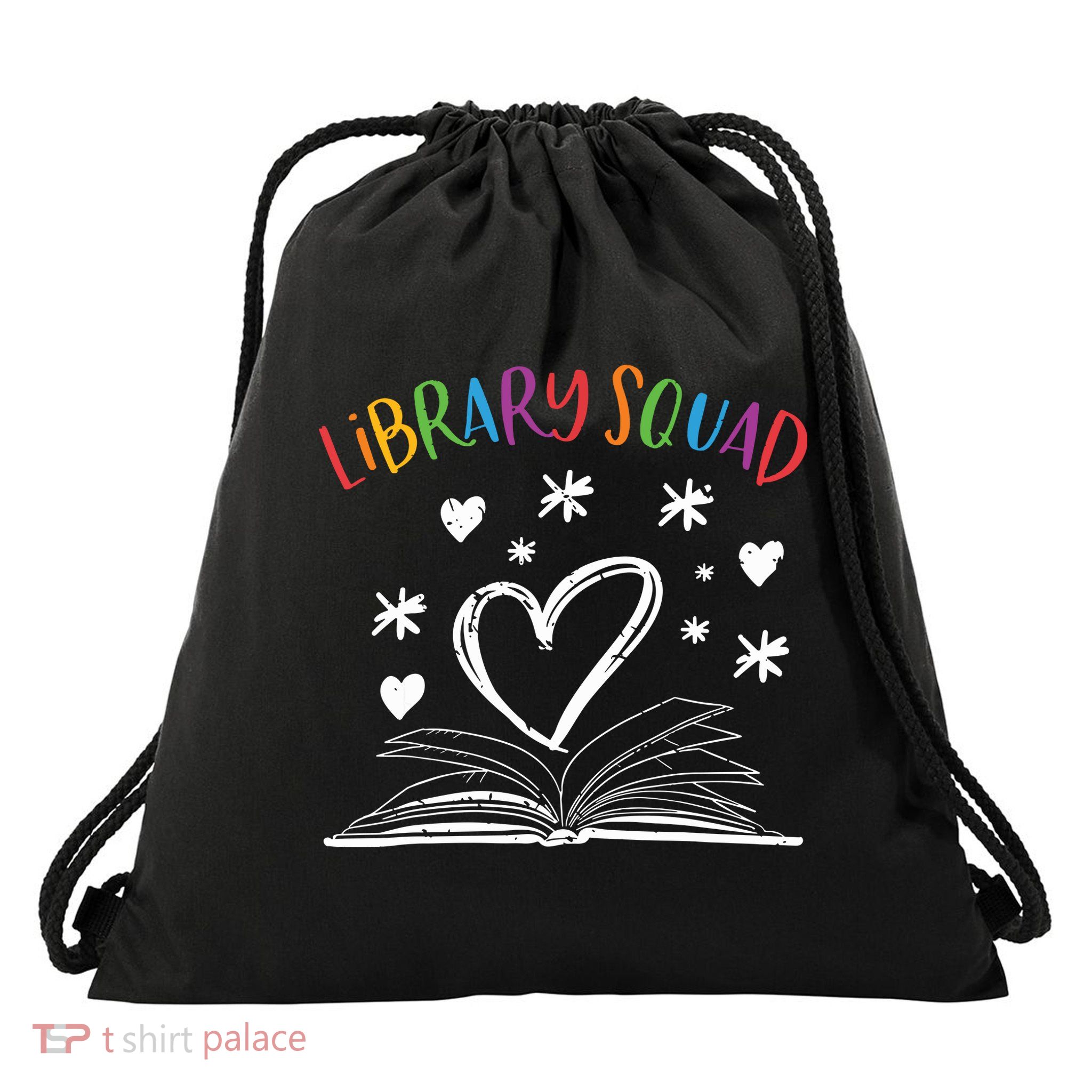 Library Squad Librarian Bookworm Book Lover Drawstring Bag