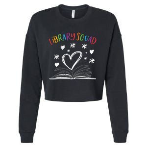 Library Squad Librarian Bookworm Book Lover Cropped Pullover Crew