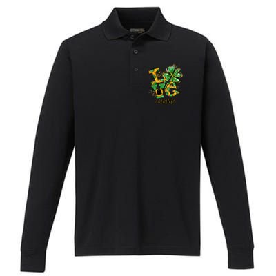 Lucky Shamrock Love Gigi Life St Patrick's Day Gift Great Gift Performance Long Sleeve Polo