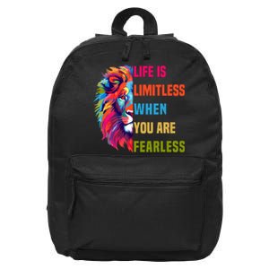 Leo Season Lion Motivational Inspirational Life Is Limitless Fearless 16 in Basic Backpack