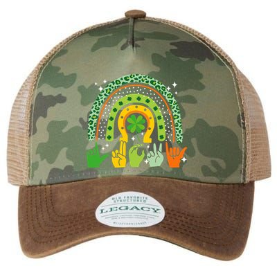 Lucky Sign Language Deaf St PatrickS Day Irish Asl Rainbow Legacy Tie Dye Trucker Hat