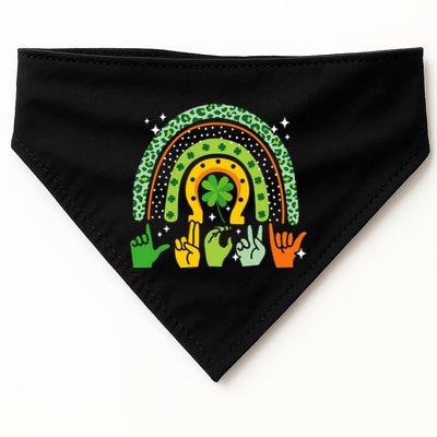 Lucky Sign Language Deaf St PatrickS Day Irish Asl Rainbow USA-Made Doggie Bandana