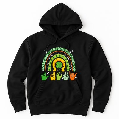 Lucky Sign Language Deaf St PatrickS Day Irish Asl Rainbow Hoodie