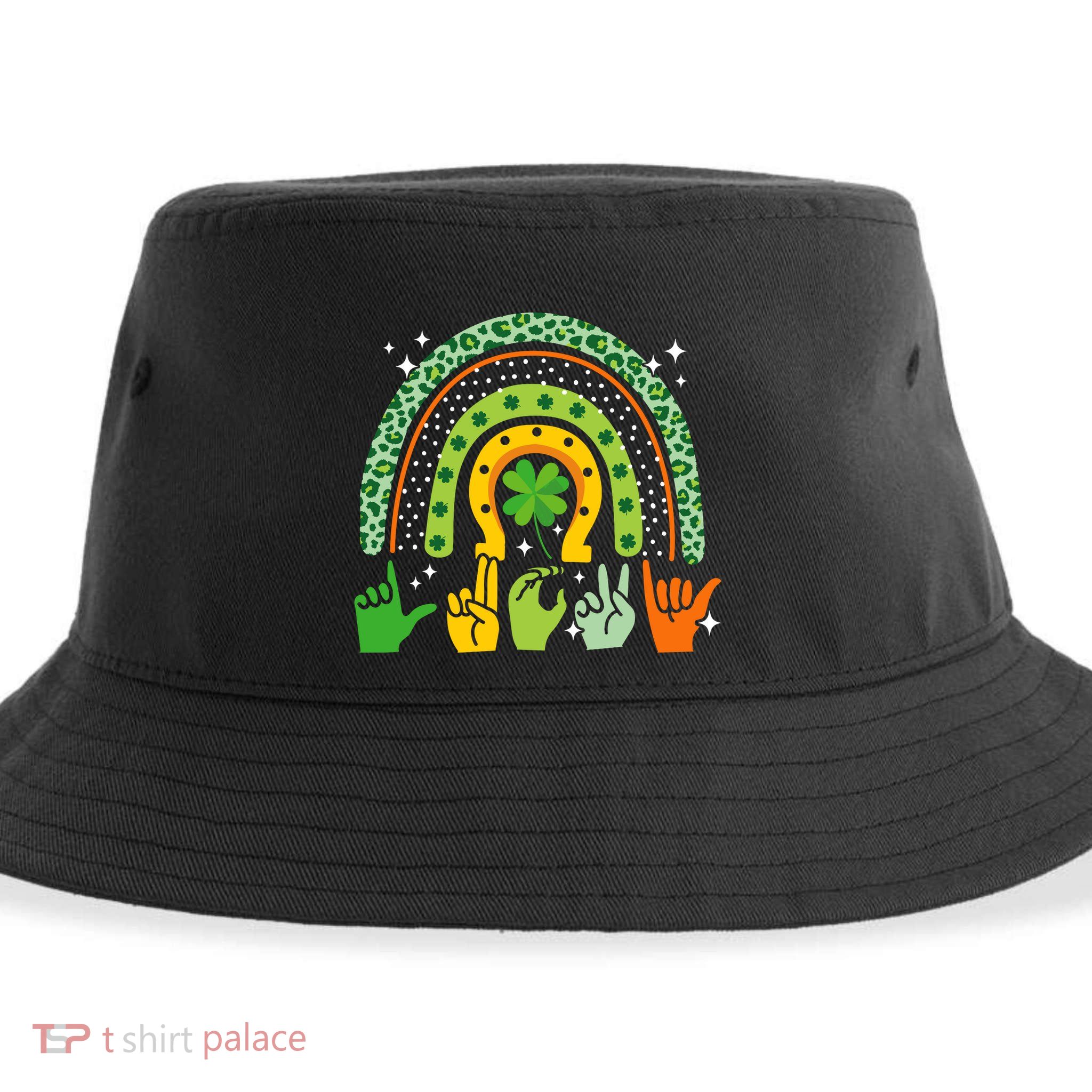 Lucky Sign Language Deaf St PatrickS Day Irish Asl Rainbow Sustainable Bucket Hat
