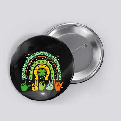 Lucky Sign Language Deaf St PatrickS Day Irish Asl Rainbow Button