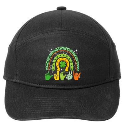 Lucky Sign Language Deaf St PatrickS Day Irish Asl Rainbow 7-Panel Snapback Hat