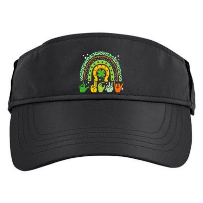 Lucky Sign Language Deaf St PatrickS Day Irish Asl Rainbow Adult Drive Performance Visor