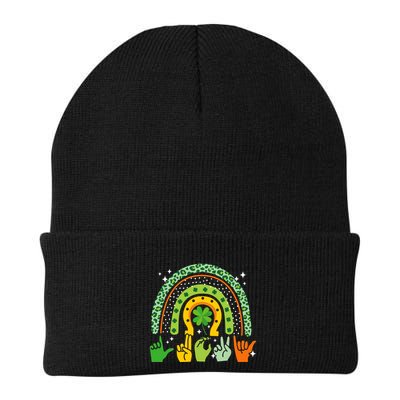 Lucky Sign Language Deaf St PatrickS Day Irish Asl Rainbow Beanie