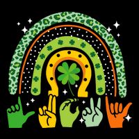 Lucky Sign Language Deaf St PatrickS Day Irish Asl Rainbow Drawstring Bag