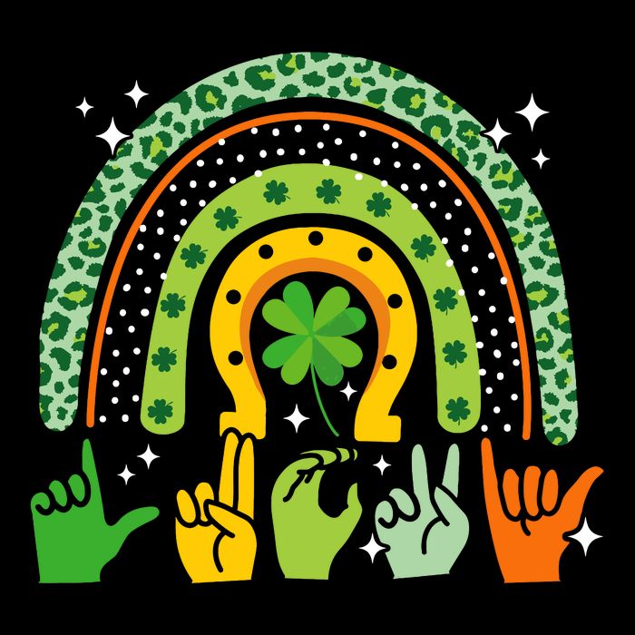 Lucky Sign Language Deaf St PatrickS Day Irish Asl Rainbow Drawstring Bag
