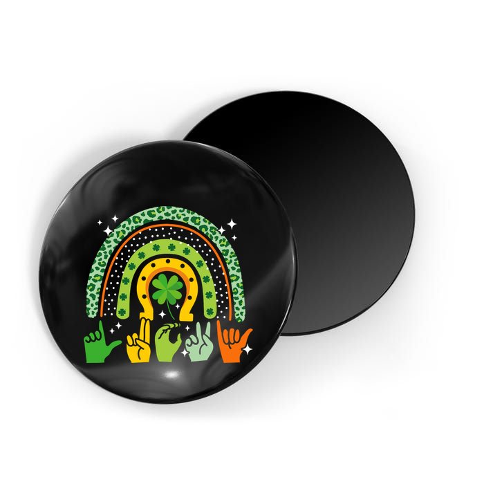 Lucky Sign Language Deaf St PatrickS Day Irish Asl Rainbow Magnet