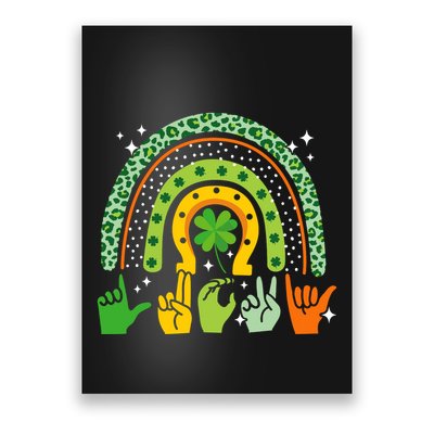 Lucky Sign Language Deaf St PatrickS Day Irish Asl Rainbow Poster