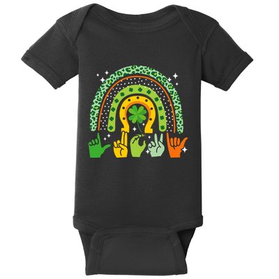 Lucky Sign Language Deaf St PatrickS Day Irish Asl Rainbow Baby Bodysuit