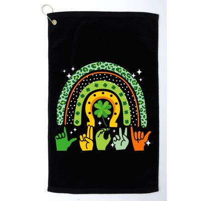 Lucky Sign Language Deaf St PatrickS Day Irish Asl Rainbow Golf Towel