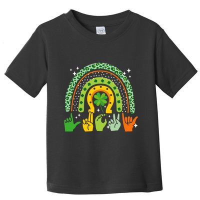 Lucky Sign Language Deaf St PatrickS Day Irish Asl Rainbow Toddler T-Shirt