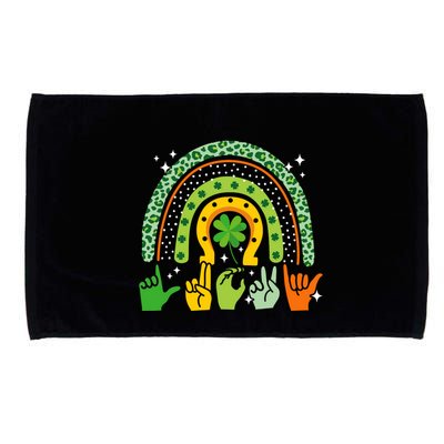 Lucky Sign Language Deaf St PatrickS Day Irish Asl Rainbow Microfiber Hand Towel
