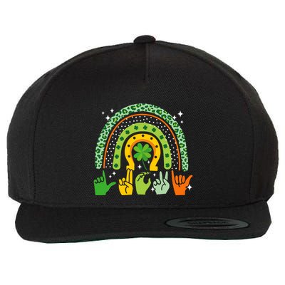 Lucky Sign Language Deaf St PatrickS Day Irish Asl Rainbow Wool Snapback Cap
