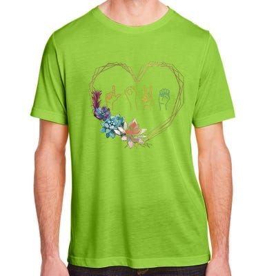 Love Sign Language Floral Heart ASL Valentines Day Gift Adult ChromaSoft Performance T-Shirt