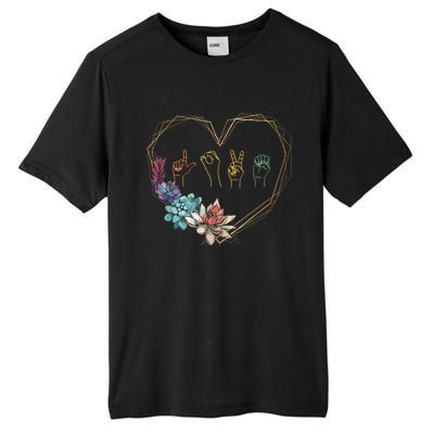 Love Sign Language Floral Heart ASL Valentines Day Gift Tall Fusion ChromaSoft Performance T-Shirt