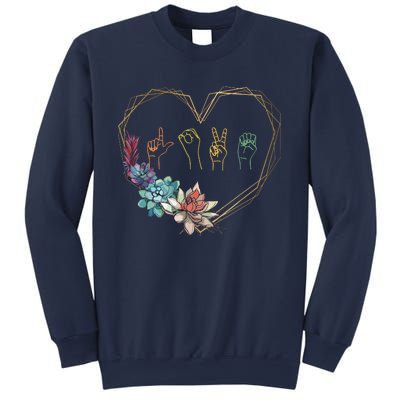 Love Sign Language Floral Heart ASL Valentines Day Gift Sweatshirt