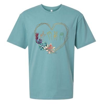 Love Sign Language Floral Heart ASL Valentines Day Gift Sueded Cloud Jersey T-Shirt