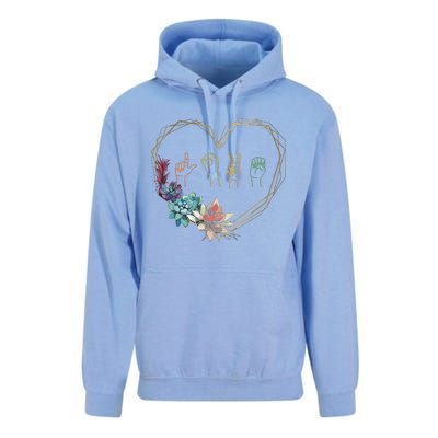 Love Sign Language Floral Heart ASL Valentines Day Gift Unisex Surf Hoodie