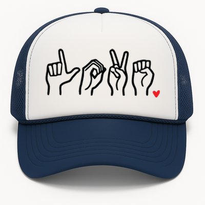 Love Sign Language Heart ASL Valentines Day Trucker Hat