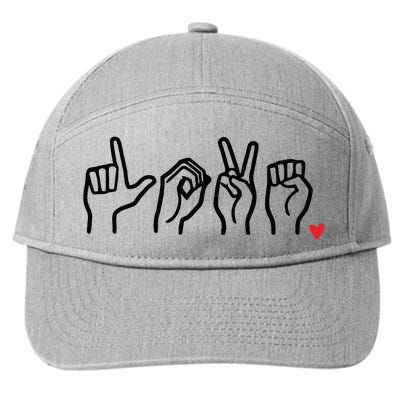 Love Sign Language Heart ASL Valentines Day 7-Panel Snapback Hat