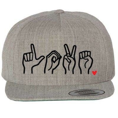 Love Sign Language Heart ASL Valentines Day Wool Snapback Cap