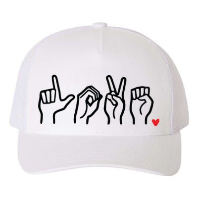 Love Sign Language Heart ASL Valentines Day Yupoong Adult 5-Panel Trucker Hat