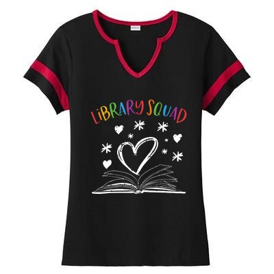 Library Squad Librarian Book Worm Book Lover Gift Ladies Halftime Notch Neck Tee