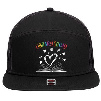 Library Squad Librarian Book Worm Book Lover Gift 7 Panel Mesh Trucker Snapback Hat