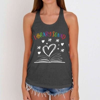 Library Squad Librarian Book Worm Book Lover Gift Women's Knotted Racerback Tank