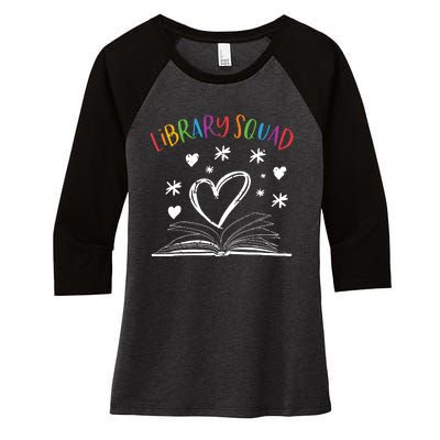 Library Squad Librarian Book Worm Book Lover Gift Women's Tri-Blend 3/4-Sleeve Raglan Shirt