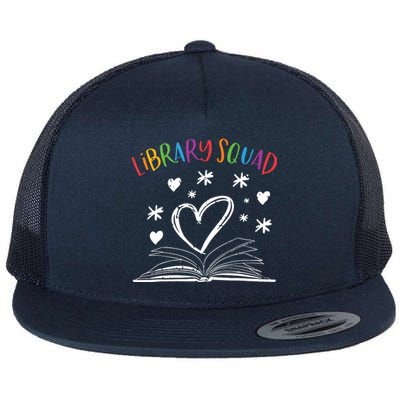 Library Squad Librarian Book Worm Book Lover Gift Flat Bill Trucker Hat