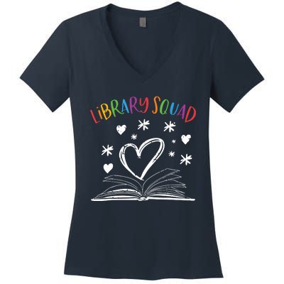 Library Squad Librarian Book Worm Book Lover Gift Women's V-Neck T-Shirt