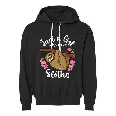 Loves Sloths Garment-Dyed Fleece Hoodie