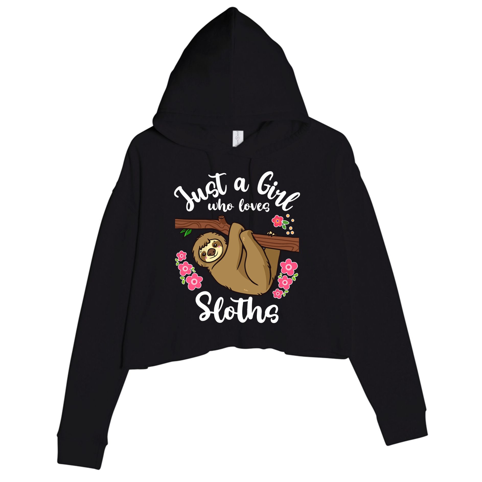 Loves Sloths Crop Fleece Hoodie