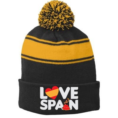 Love Spain Stripe Pom Pom Beanie