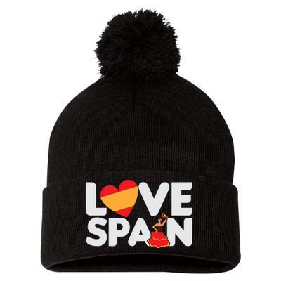 Love Spain Pom Pom 12in Knit Beanie