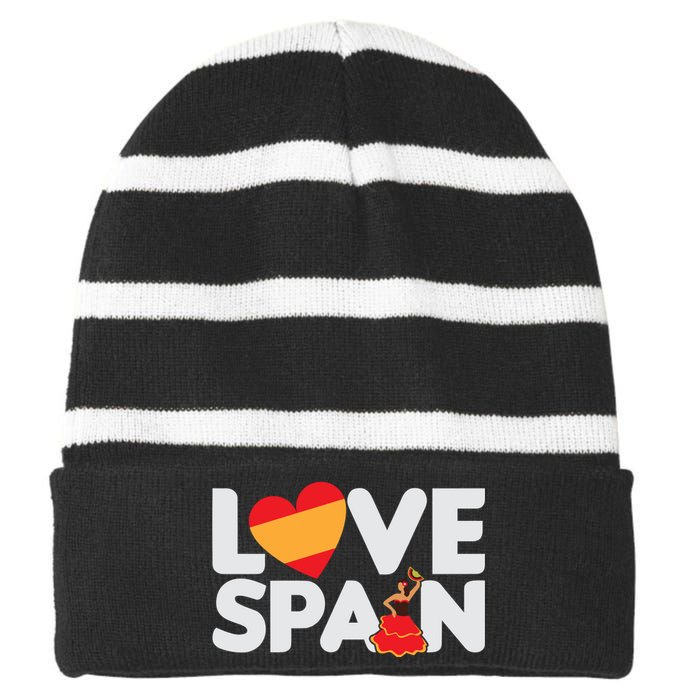 Love Spain Striped Beanie with Solid Band