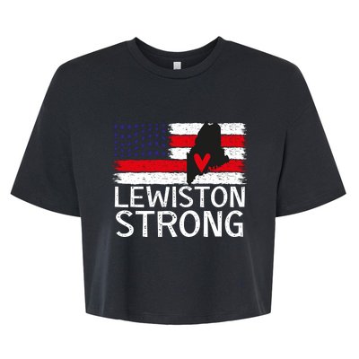 Lewiston Strong Lewiston Map American Flag Bella+Canvas Jersey Crop Tee