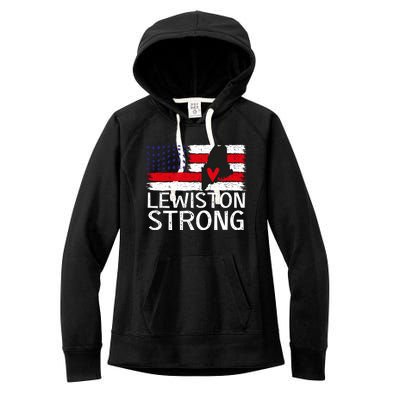 Lewiston Strong Lewiston Map American Flag Women's Fleece Hoodie