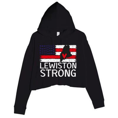 Lewiston Strong Lewiston Map American Flag Crop Fleece Hoodie