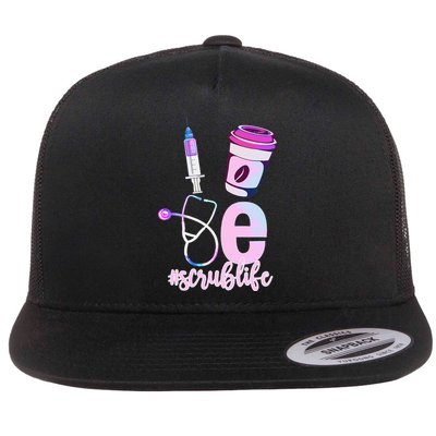 Love Scrub Life Stethoscope Nursing Nurses Day Flatbill Hat
